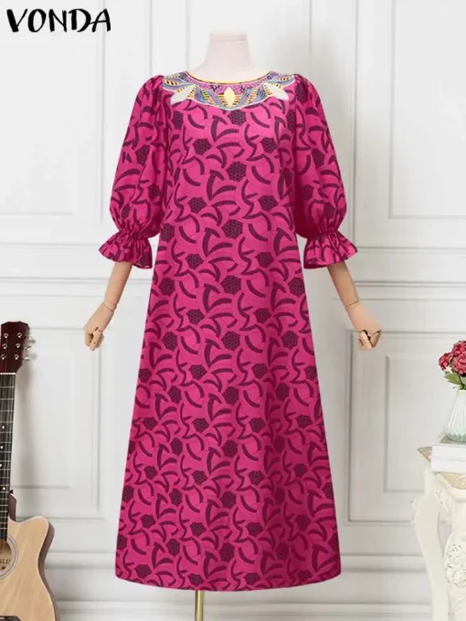 Plus Size Bohemian Maxi Dress for Women - Image 3