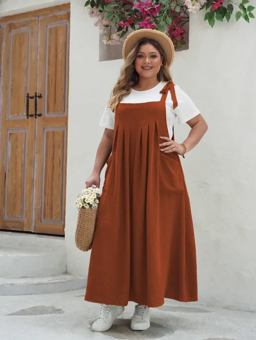 Elegant Plus Size Solid Color Loose Summer Party Dress - Image 3