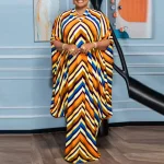 Plus Size   Bohemian Printed Bat-Wing Long Dress