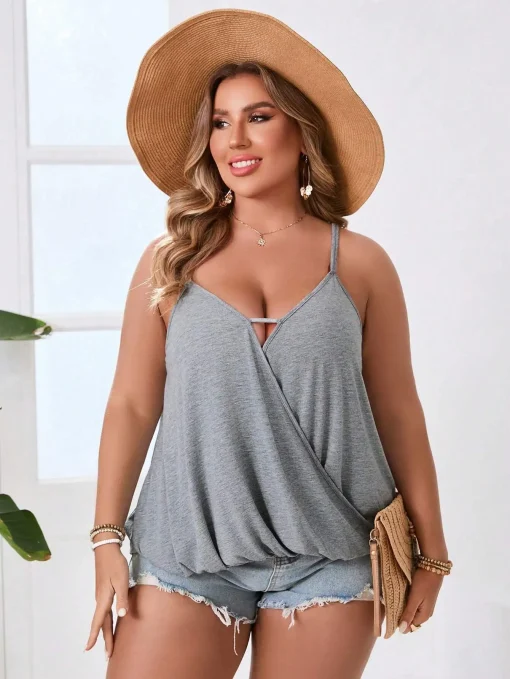 Elegant Plus Size V-Neck Sleeveless Summer Camisole Vest - Image 4