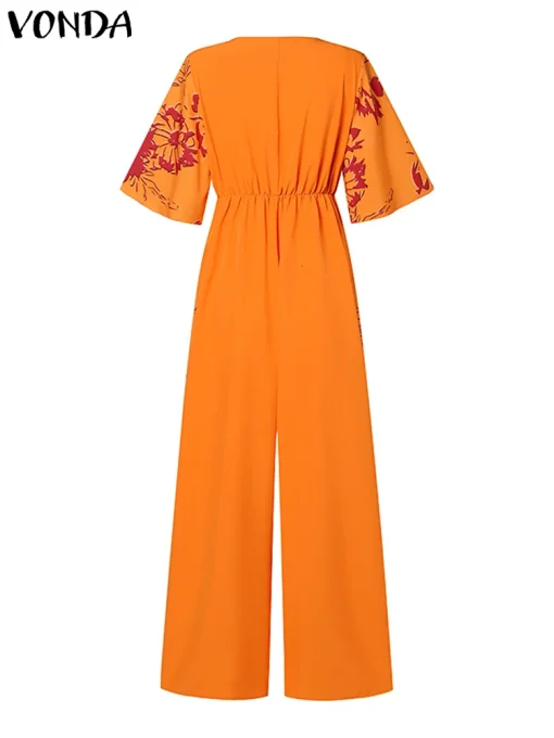 Plus Size Women’s V-Neck Printed Summer Jumpsuit - Image 3