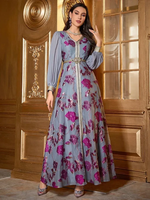 Elegant Embroidered Floor-Length Dress for Special Occasions - Image 3