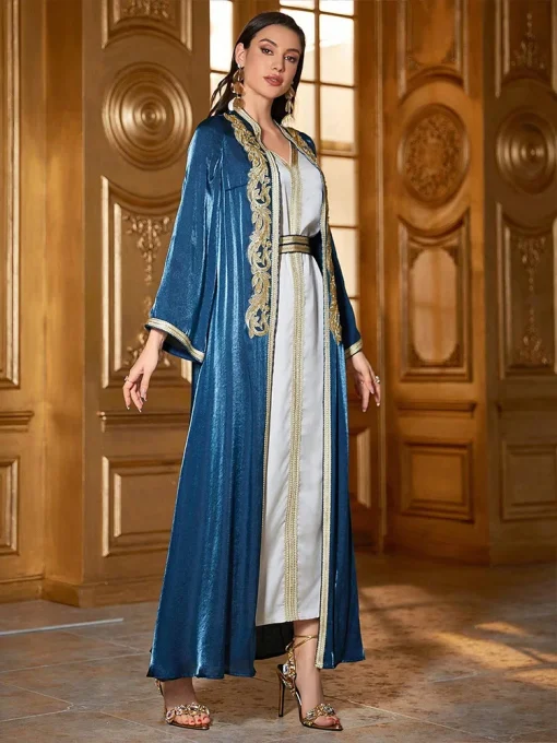 Women's Floor-Length Two-Piece Middle Eastern Eid Dress - Image 5