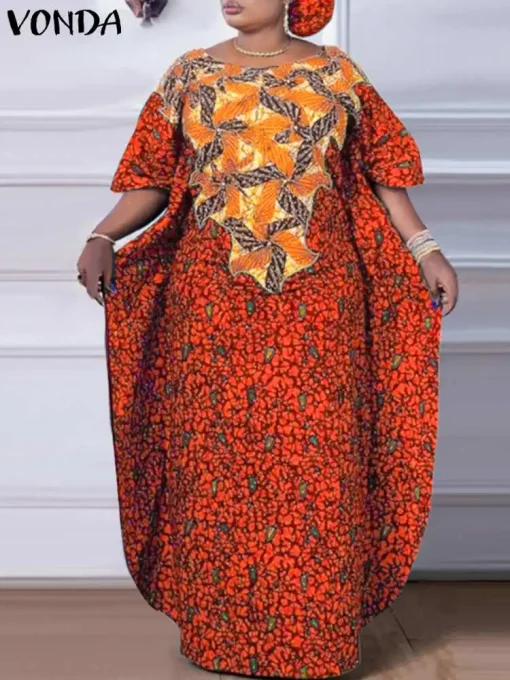 Plus Size   Bohemian Printed Maxi Long Dress - Image 2