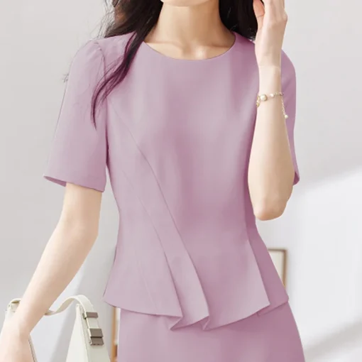 Women's Elegant Puff Sleeve Pleated Summer Blouse - Image 5