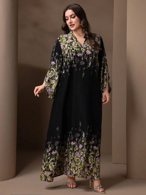 Elegant Long Sleeve A-Line Plus Size Eid Party Dress - Image 5