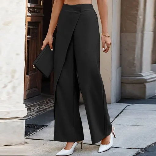 Vintage Solid Wide Leg Pants for Elegant Casual Style