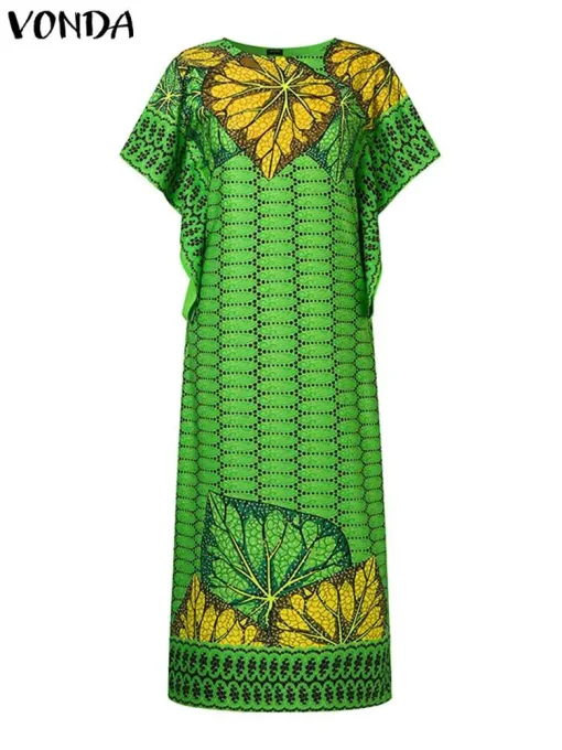 Plus Size Autumn Printed Bohemian Maxi Dress - Image 3