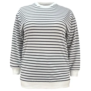 Plus Size Casual Long Sleeve Stripe Print T-Shirt