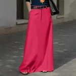 Plus Size High Waist Maxi Skirt with Pockets for Women