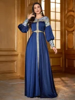 Luxury Elegant Eid Muslim Arabian Embroidered Long Sleeve Dress