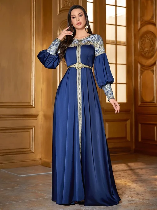 Luxury Elegant Eid Muslim Arabian Embroidered Long Sleeve Dress