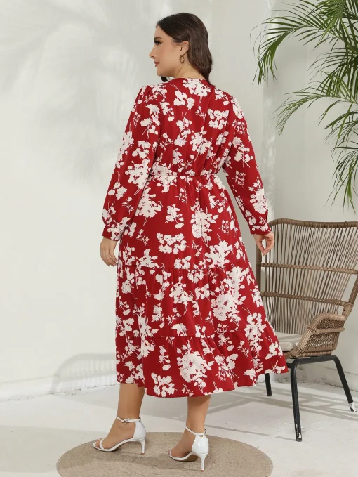 Elegant Floral Party Dress for Women Plus Size Summer Wear - Image 2