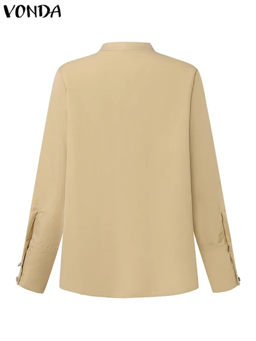 Plus Size Elegant Long Sleeve Office Blouse for Autumn - Image 3