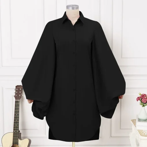 Women Elegant Long Sleeve Shirt Dress for Parties