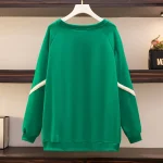 Plus Size Green Cotton Velvet Sweatshirt Coat for Women