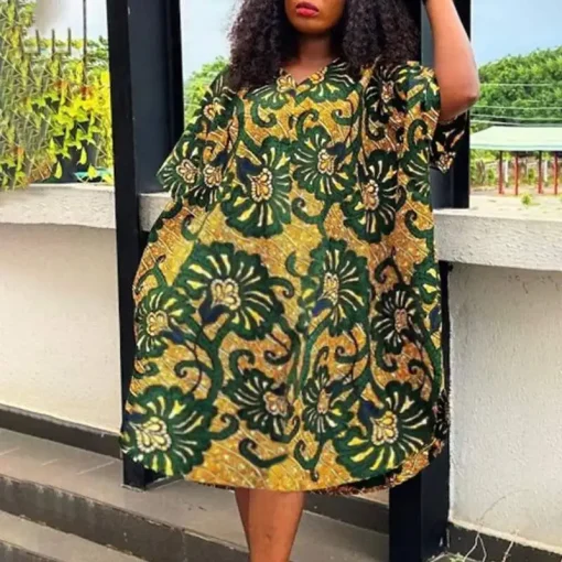 Plus Size Bohemian Floral Print Summer Dress - Image 5