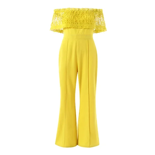 Elegant Summer Lace Off-Shoulder Casual Jumpsuit for Women - Image 5