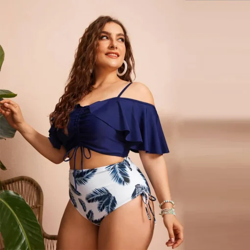 Plus Size Floral Printed One-Piece Cutout Swimsuit for Women - Image 4