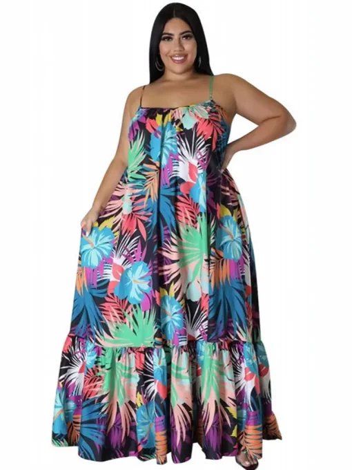 Plus Size Cascading Ruffle Maxi Dress for Women - Image 3