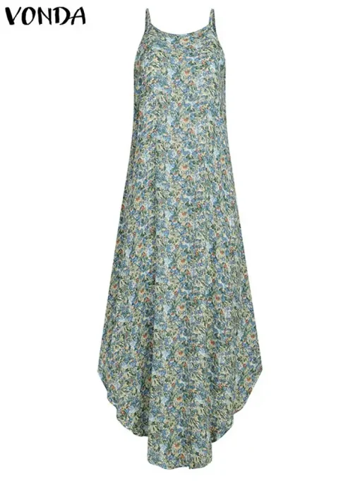 Summer Party Asymmetrical Halter Bohemian Sleeveless Maxi Dress - Image 4