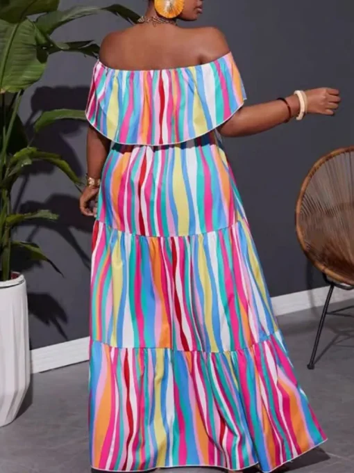 Plus Size Short Sleeve Street Style Maxi Dress - Image 4