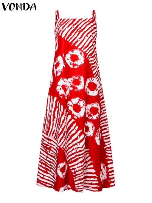 Summer Bohemian Printed Sleeveless Maxi Beach Dress - Image 3