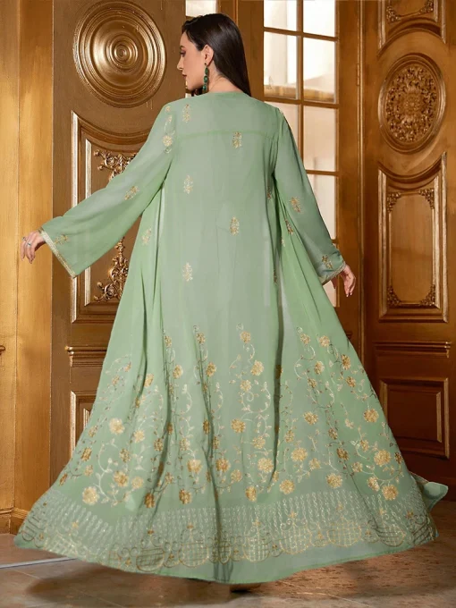 Women’s Floor-Length Chiffon Embroidered Two-Piece Dubai Dress - Image 2