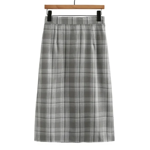 Women's Vintage Plaid Calf Length Skirt, Plus Size