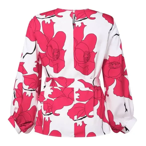 Women's Floral Printed Bohemian Lantern Sleeve Blouse - Image 6