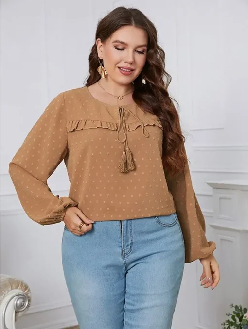 Plus Size Elegant Graphic Long Sleeve T-Shirt for Women - Image 4