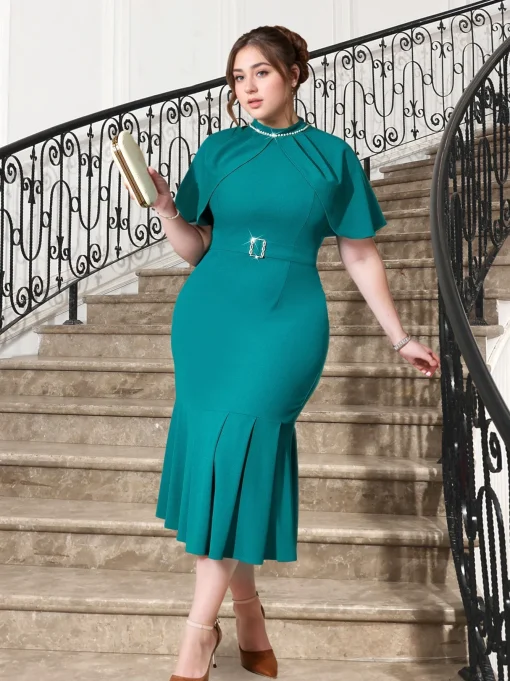 Elegant Mermaid Church Dress with Cap Sleeves Slim Fit