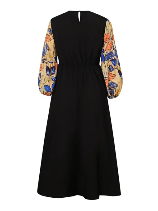 Floral Printed Maxi Dress with Lace Patchwork - Image 3