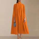 Women Elegant Summer Evening Midi Dress Bat Sleeve