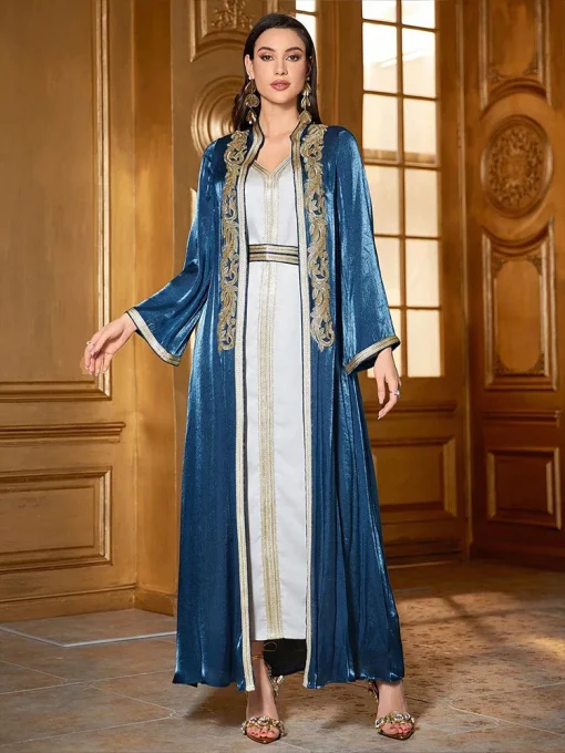 Women's Floor-Length Two-Piece Middle Eastern Eid Dress - Image 4