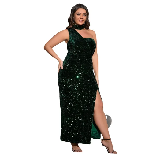 Elegant Plus Size Hanging Neck Long Dress for Women - Image 6