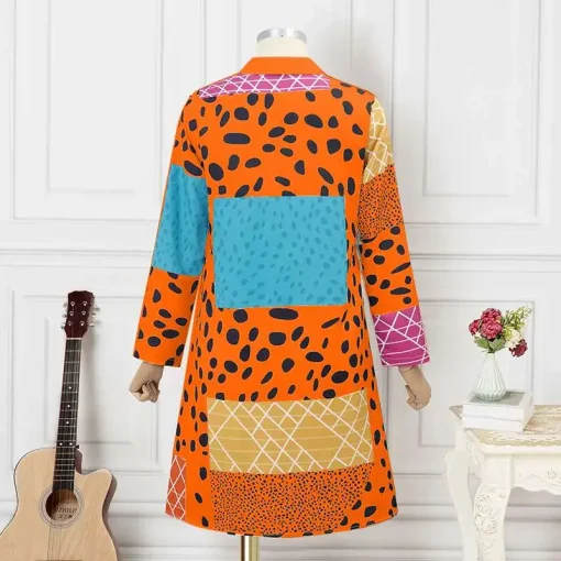 Leopard Print Bohemian Shirt Dress with Buttons for Women - Image 5