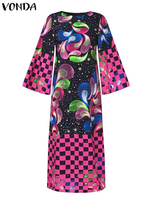 Plus Size Bohemian Printed Maxi Dress for Women - Image 2