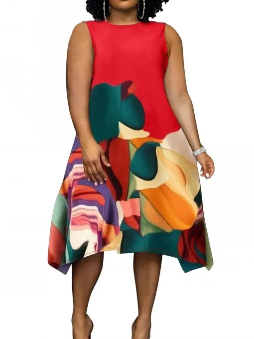 Plus Size Sleeveless Casual Midi Dress for Women - Image 4