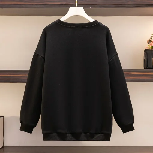 Plus Size Women's Long Sleeve Velvet Pullover Sweatshirt