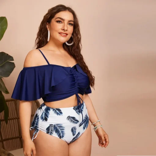 Plus Size Floral Printed One-Piece Cutout Swimsuit for Women - Image 3