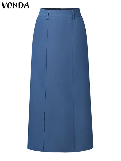 Plus Size High Waist Denim Maxi Skirt Summer A-Line - Image 2