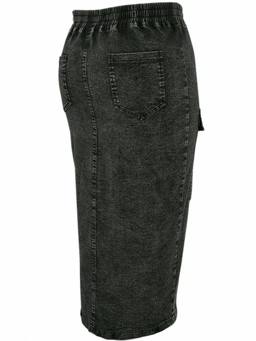 Plus Size High Waist Slit Denim Pencil Skirt - Image 5