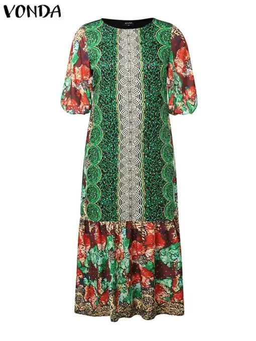 Vintage Bohemian Maxi Dress with Half Sleeves for Parties - Image 2