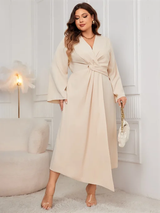 Elegant Plus Size Casual Long Waist Irregular Dress - Image 3