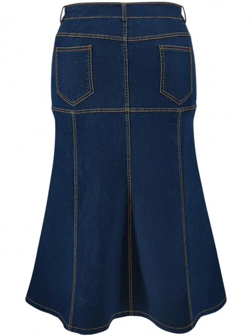 Plus Size High Waist Denim Pencil Skirt for Women - Image 5