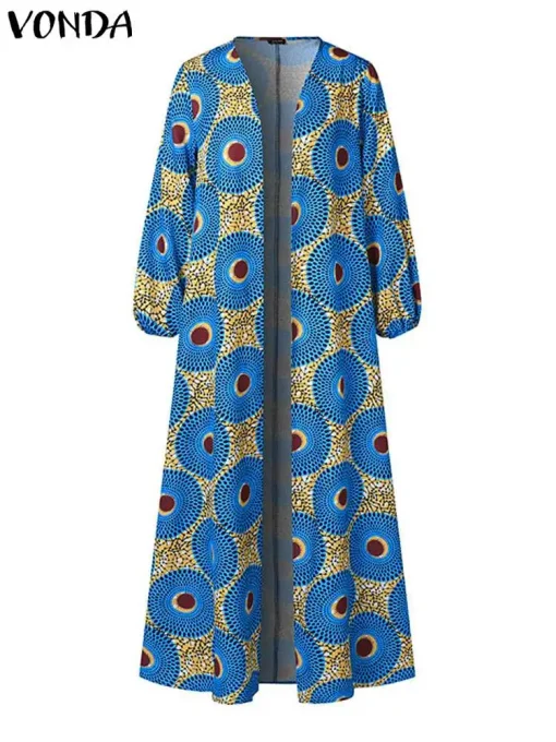 Plus Size Women’s Printed Vintage Maxi Autumn Dress - Image 5