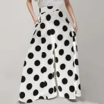 Elegant Polka Dot Wide Leg Pants for Office Style