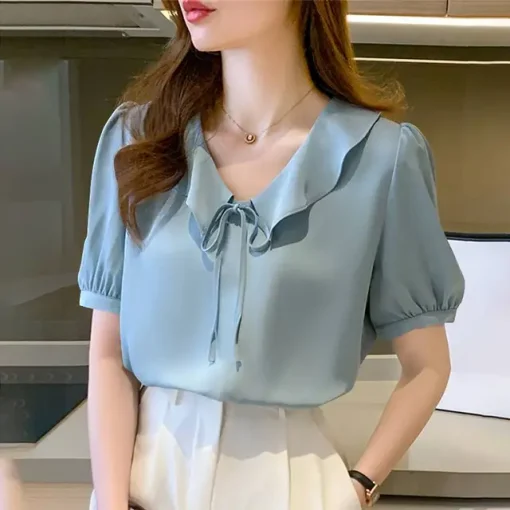 Elegant Ruffled Blouse for Women in Summer - Image 7