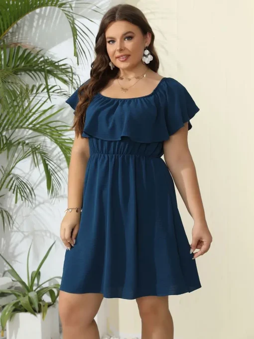 Plus Size Off-Shoulder Linen Summer Dress for Women